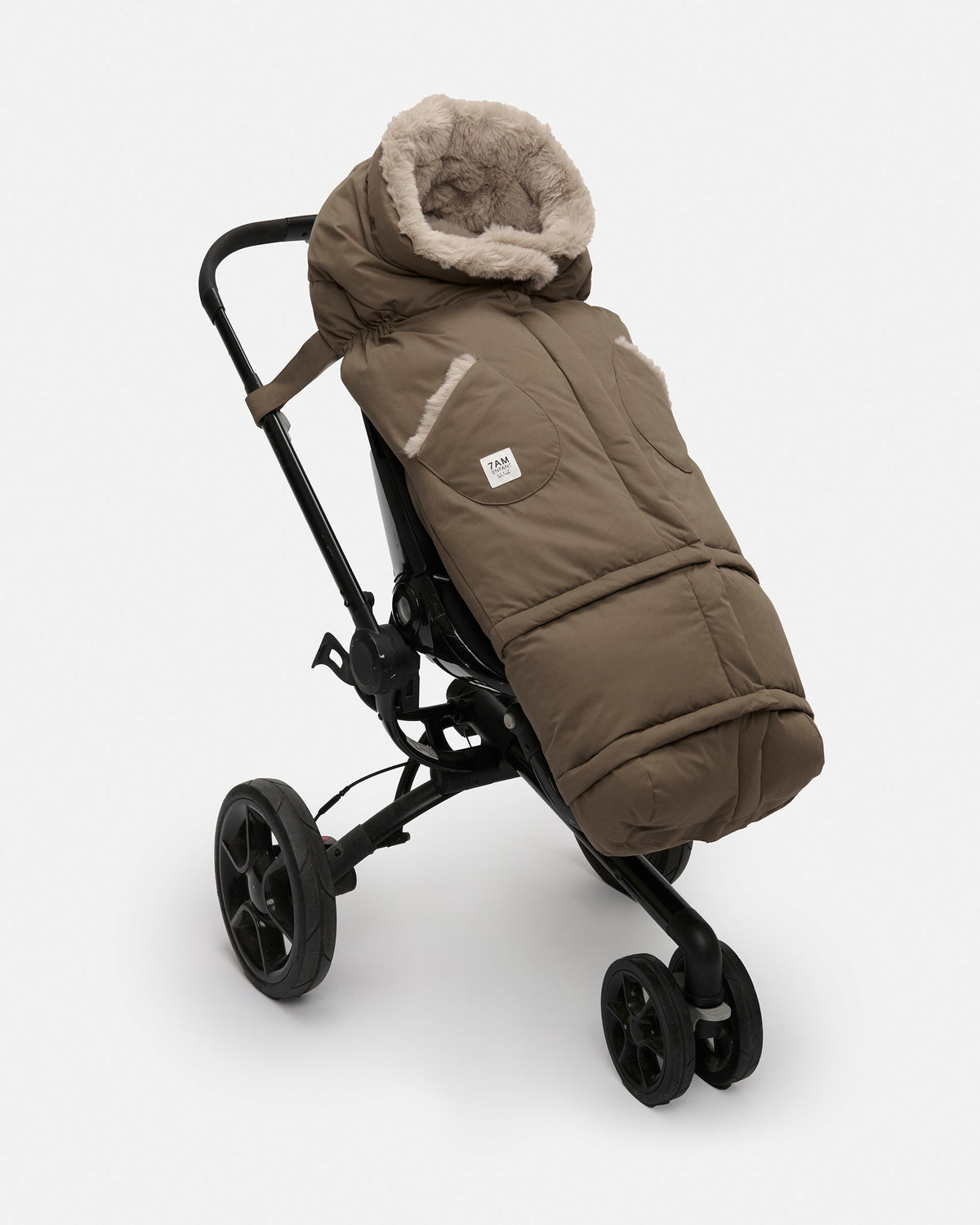 Moss Brown Greige Faux Fur//