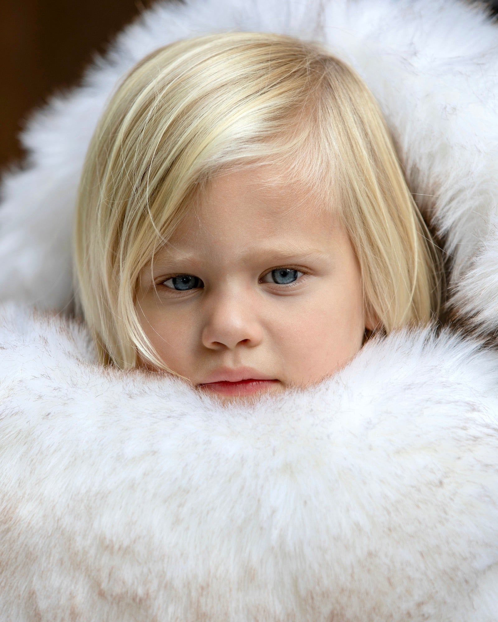 Heather Beige White Faux Fur//