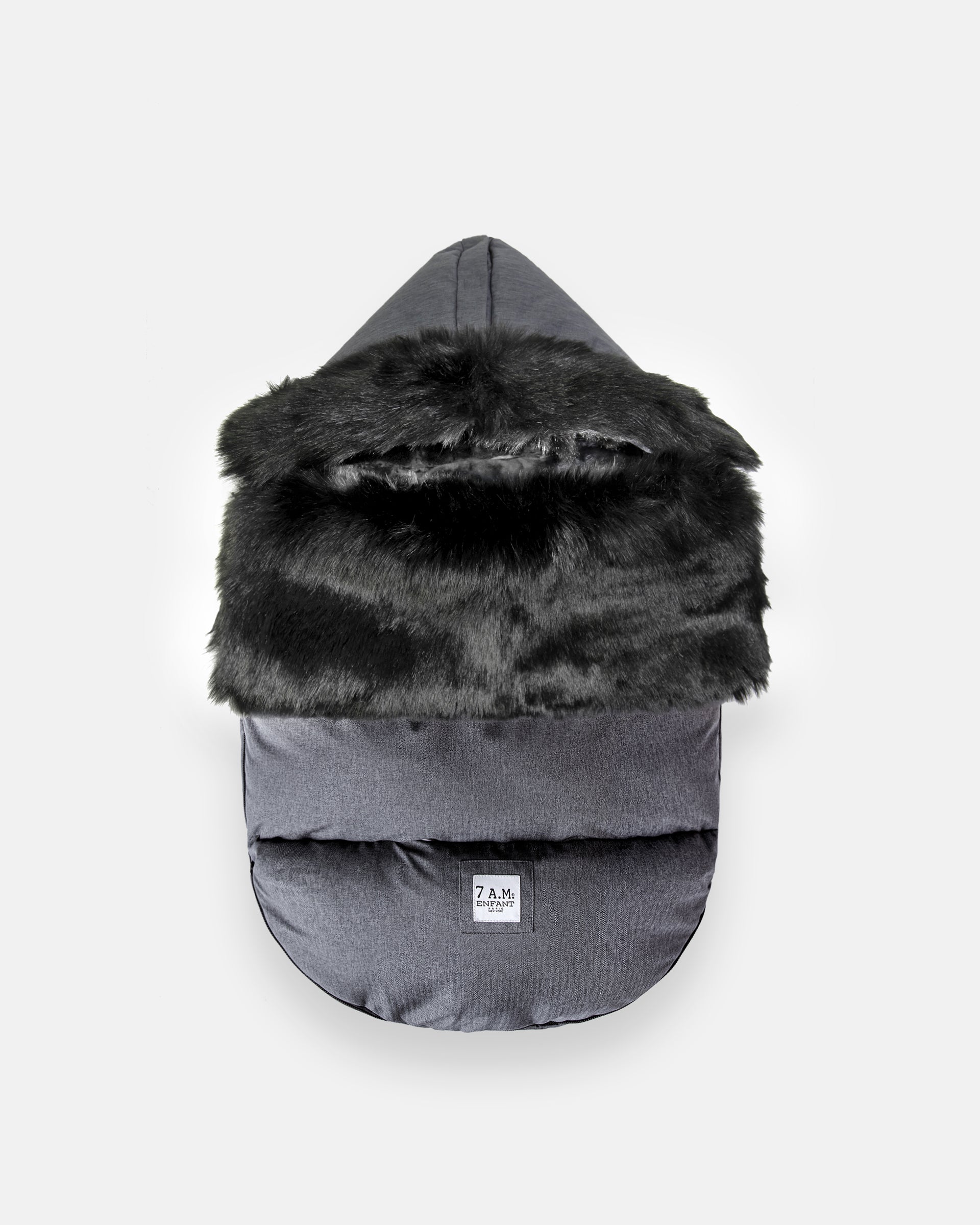 Heather Grey Dark - Black Faux Fur//