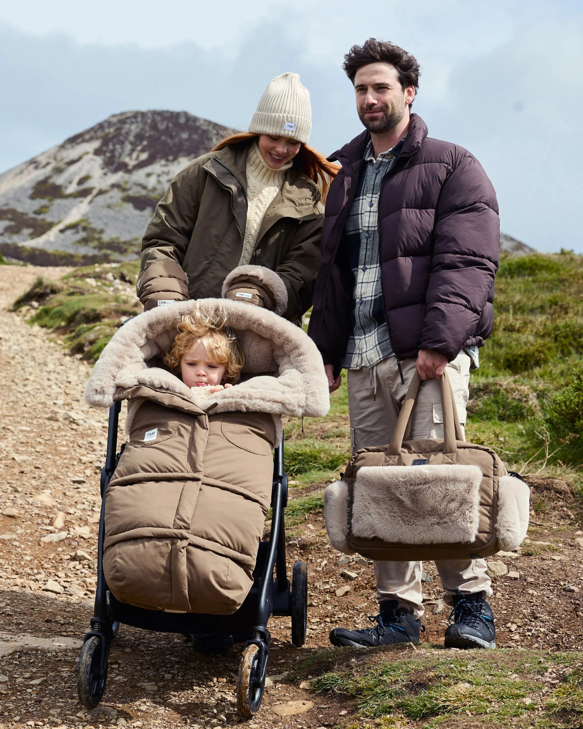 Moss Brown Greige Faux Fur//