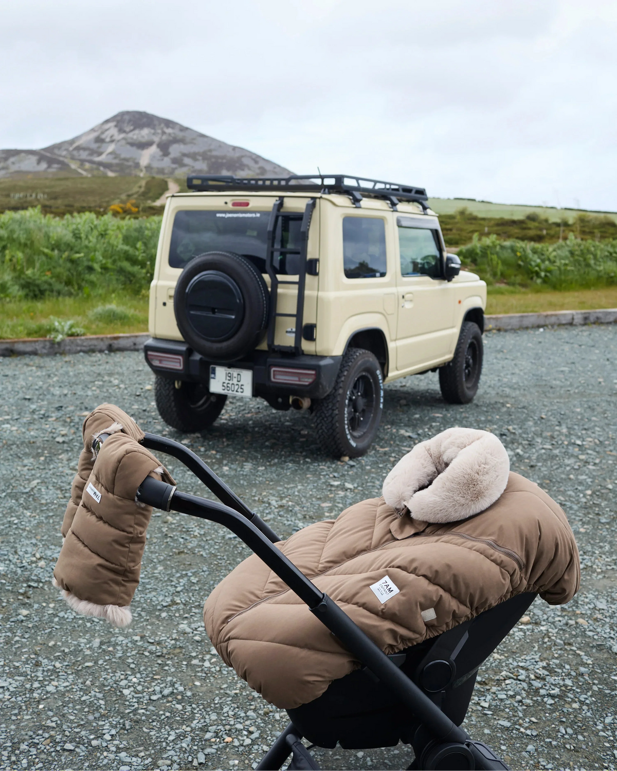 Moss Brown Greige Faux Fur//