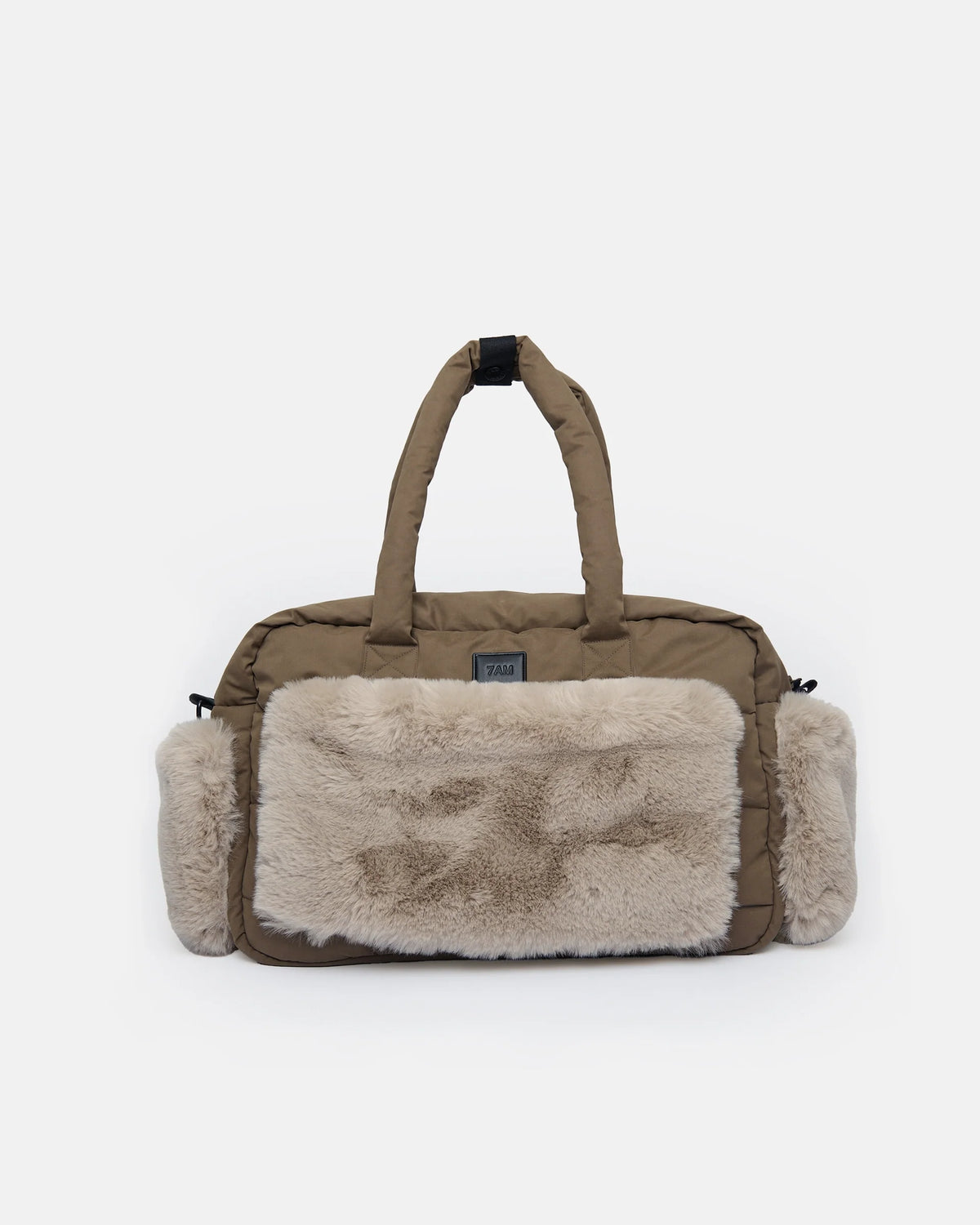Moss Brown Greige Faux Fur//