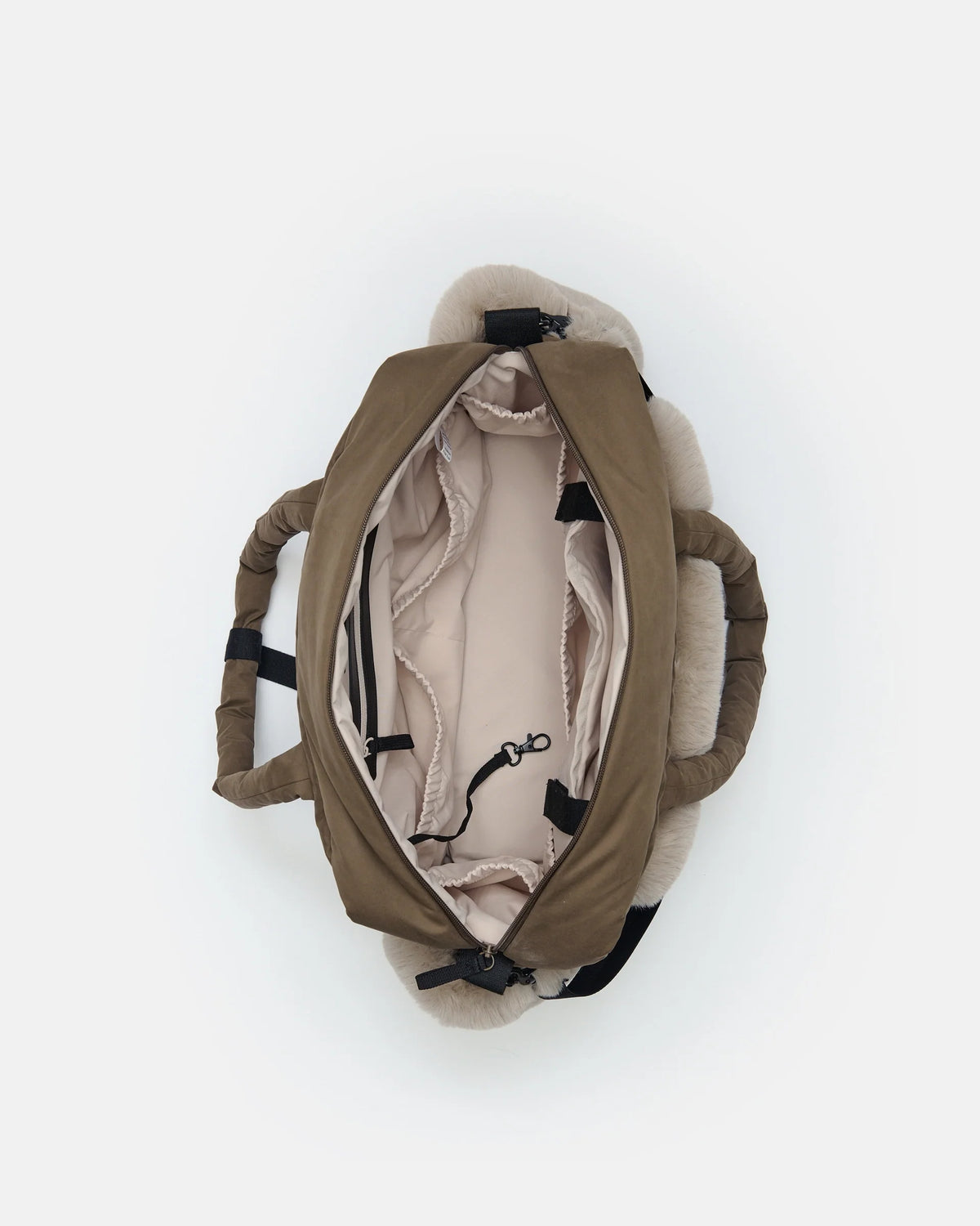 Moss Brown Greige Faux Fur//