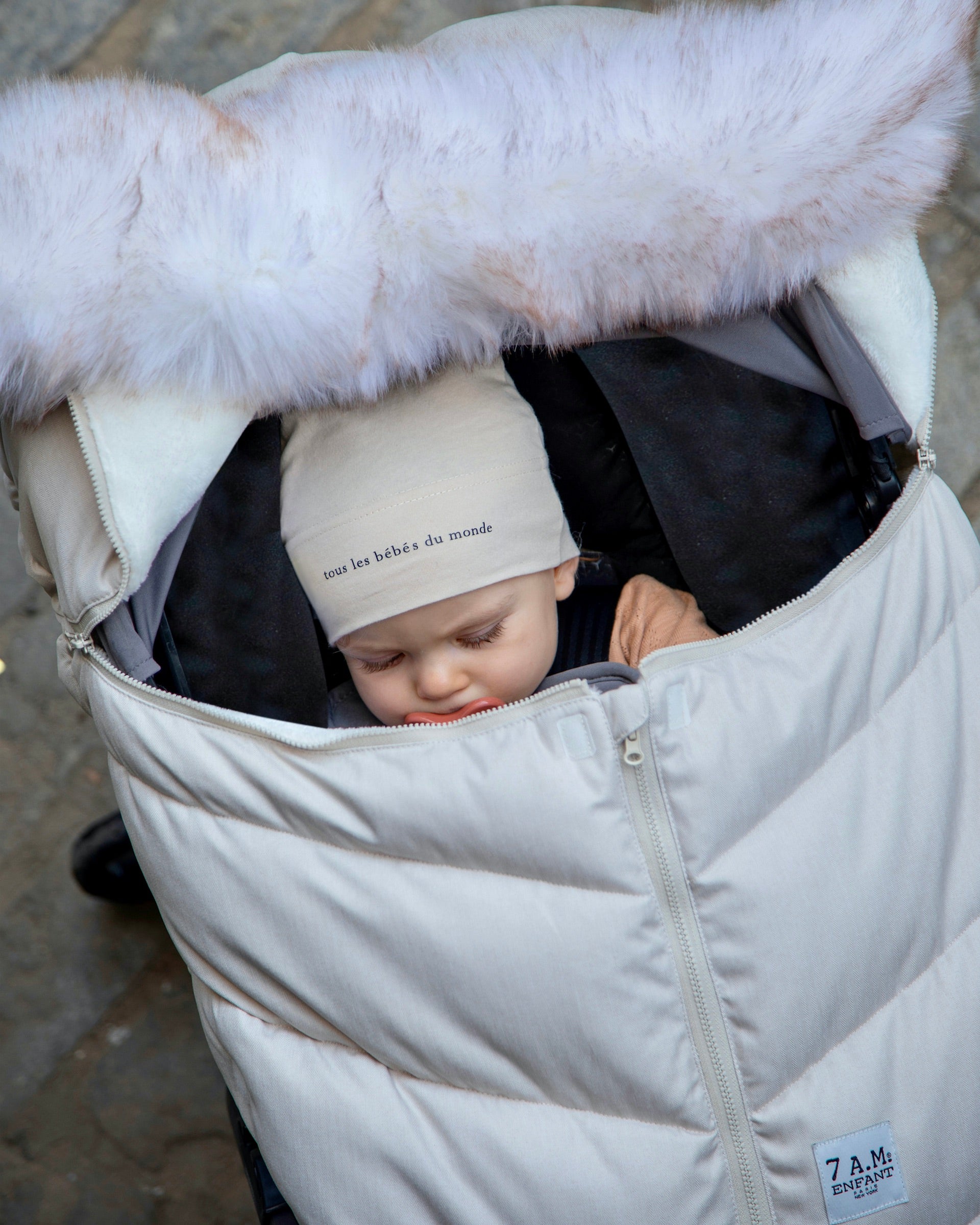 Heather Beige White Faux Fur//