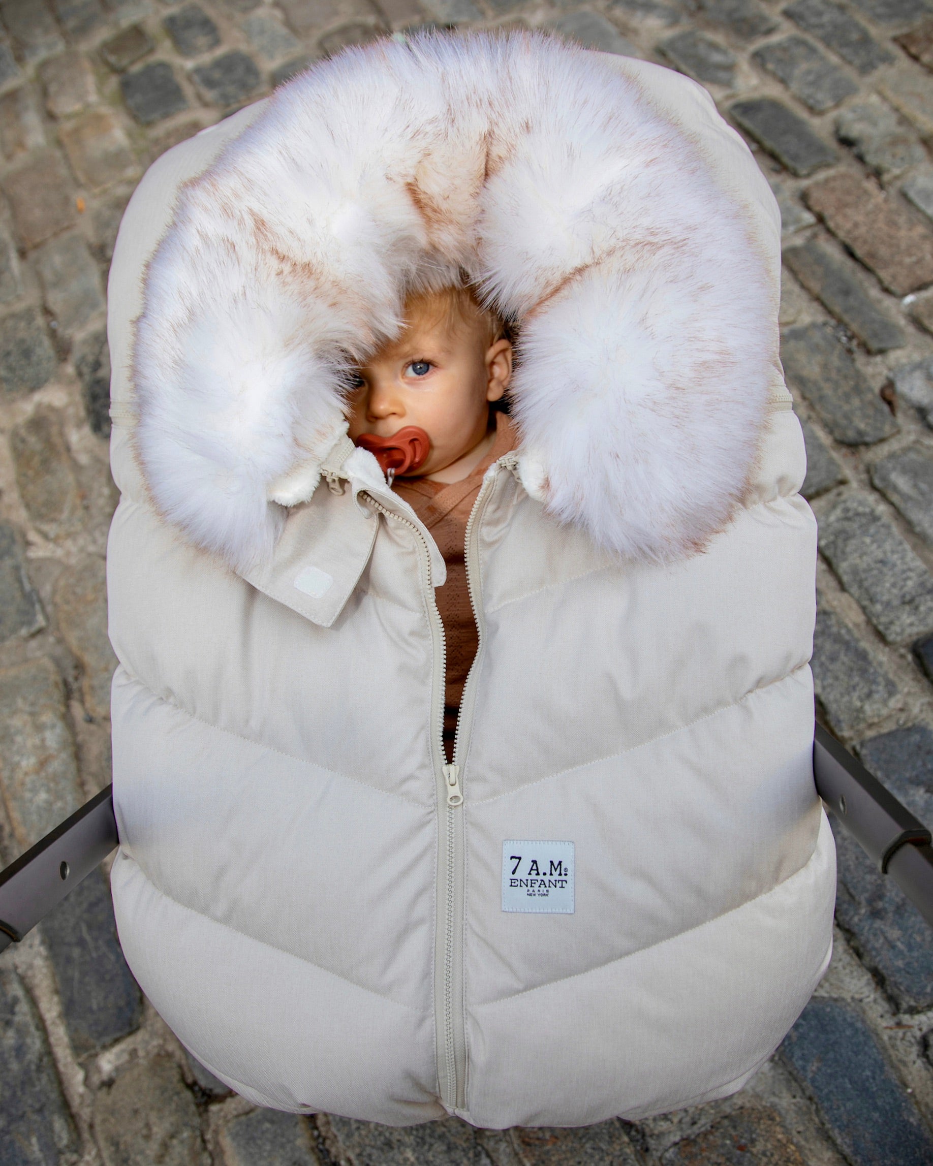 Heather Beige White Faux Fur//